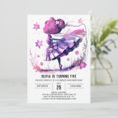 Invitation Fille Editable Ballerina Anniversaire (Debout devant)