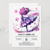 Invitation Fille Editable Ballerina Anniversaire (Devant / Derrière)