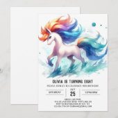 Invitation Fille Editable Horse Anniversaire (Devant / Derrière)