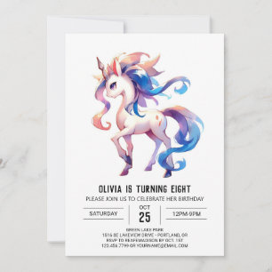 Invitation Fille Editable Horse Anniversaire