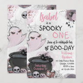 Invitation Fille Éffrayant un Halloween Anniversaire (Devant / Derrière)