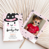 Invitation Fille Éffrayant un Hallowen Ghost rose 1er anniver