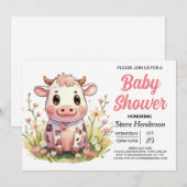 Invitation Fille élégante Enchanted Vache Baby Showe (Devant / Derrière)