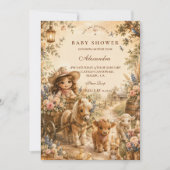 Invitation Fille Élégante Shower Bébé Western Boho (Devant)