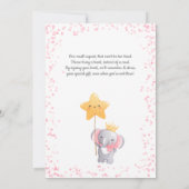 Invitation Fille Eléphant Douce Petit Baby shower d'arachide (Dos)