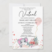 Invitation Fille Elephant Gold Parties scintillant Ballons Do (Devant)