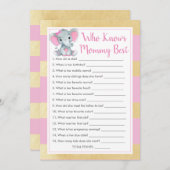 Invitation Fille Eléphant Qui Connaît Maman Meilleur Jeu De D (Devant / Derrière)