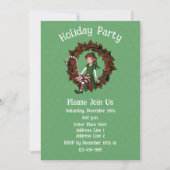 Invitation Fille Elf Poinsettia Wreath Noël (Devant)