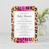 Invitation Fille Empreinte de léopard de crème rose (Debout devant)