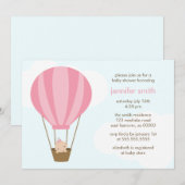 Invitation Fille en Baby shower de ballon rose (Devant / Derrière)