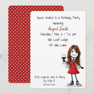 Invitation Fille en bâtonnets pour fête d'anniversaire avec d