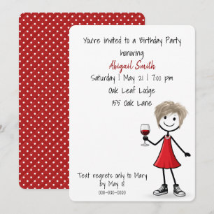 Invitation Fille en bâtonnets pour fête d'anniversaire avec d