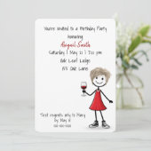 Invitation Fille en bâtonnets pour fête d'anniversaire avec d (Debout devant)