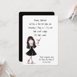 Invitation Fille en bonhomme allumette pour fête d'anniversai