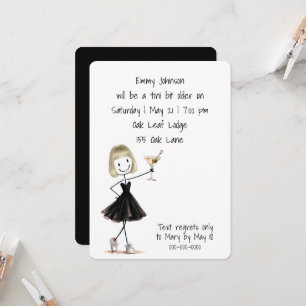 Invitation Fille en bonhomme allumette pour fête d'anniversai