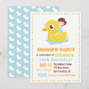 Invitation Fille en caoutchouc Poule de canard flottant Anniv