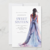 Invitation Fille en Lilac robe sucré 16 Anniversaire fête (Devant)
