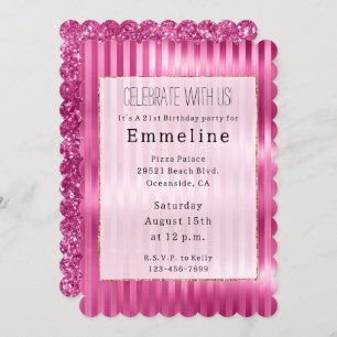 Invitation Fille en rayures roses