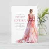 Invitation Fille en Robe Rose Sweet 16 Anniversaire Fête (Debout devant)