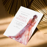 Invitation Fille en rose Gown Sweet 16 Anniversaire<br><div class="desc">Fille en rose Gown Sweet 16 fête d'anniversaire. Disponible numériquement et imprimé. Elégance moderne pour célébrer votre seizième anniversaire. Personnalisez facilement le texte à vos propres détails. Vous pouvez également modifier le texte et les couleurs arrière - plans via l'option customiser plus si vous le souhaitez.</div>