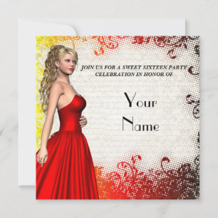 Invitation Fille en sweet sixteen rouge