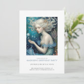 Invitation Fille enchantée de sirène magique Anniversaire (Debout devant)