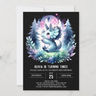 Invitation Fille enchantée Triceratops Anniversaire