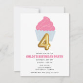 Invitation Fille enfant Cupcake 4e fête d'anniversaire (Devant)