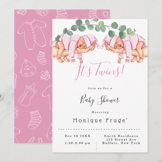 Invitation Fille enfantine sur le bras de maman C’est un Baby (Devant / Derrière)