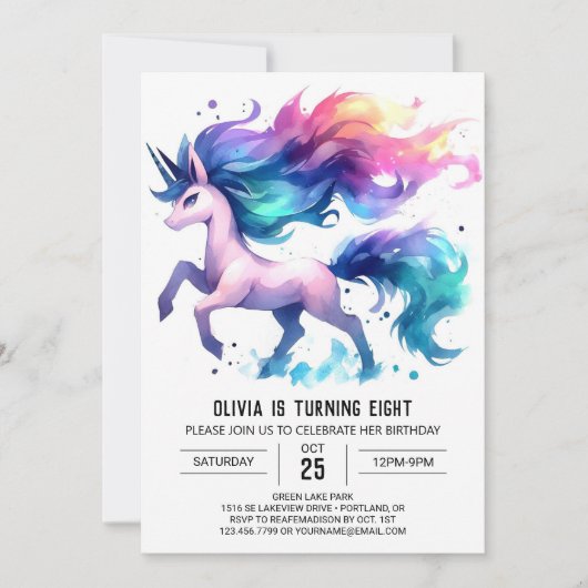 Invitation Fille Enfants Cheval Anniversaire (Devant)