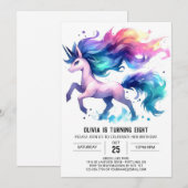 Invitation Fille Enfants Cheval Anniversaire (Devant / Derrière)