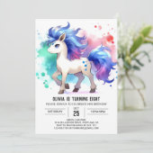 Invitation Fille Enfants Cheval Anniversaire (Debout devant)