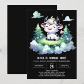 Invitation Fille Enfants Vache anniversaire (Devant / Derrière)