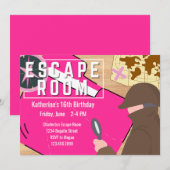 Invitation Fille Escape Room Party Steampunk Mystery Annivers (Devant / Derrière)