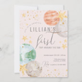 Invitation Fille Espace extra-atmosphérique Premier anniversa (Devant)