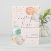 Invitation Fille Espace extra-atmosphérique Premier anniversa (Debout devant)