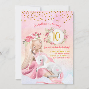 Invitation Fille Et Bébé Unicorne Fête D'Anniversaire