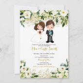 Invitation Fille et garçon frère Première communion florale b (Devant)