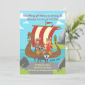 Invitation Fille et garçon viking sur une fête d'anniversaire (Debout devant)
