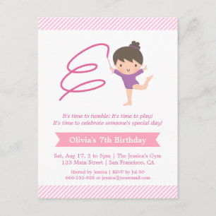 Invitation Fille et gymnastique au ruban Fête d'anniversaire