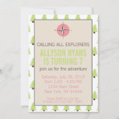 Invitation Fille Explorer, Nature, éblouissant Aventure anniv (Devant)