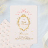 Invitation Fille Fairytale Princess Stars Bow Baby shower ros