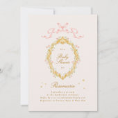 Invitation Fille Fairytale Princesse Bow Baby shower rose (Devant)