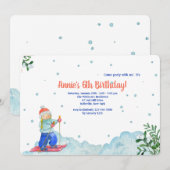 Invitation Fille faisant du sport d'hiver (Devant / Derrière)
