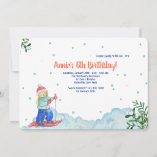 Invitation Fille faisant du sport d'hiver