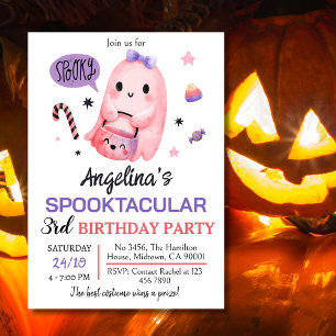 Invitation Fille Fantôme Rose Spooktacular 3e Anniversaire Ha