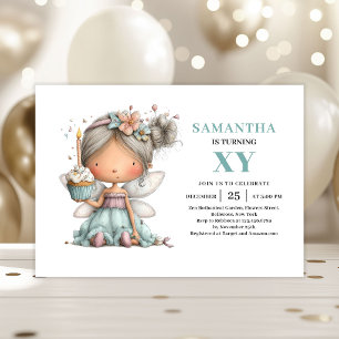 Invitation Fille Fée 4ème Anniversaire Mignon Fantaisiste Pas