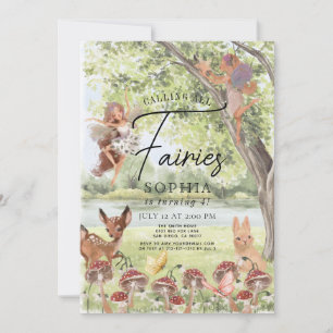 Invitation Fille Fée de Forêt Enchantée Magique Anniversaire