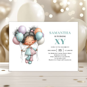 Invitation Fille Fée Fantaisiste 2ème Anniversaire Pastel Dou