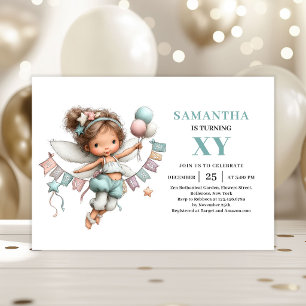 Invitation Fille Fée Magique 7ème Anniversaire Capricieux Mig